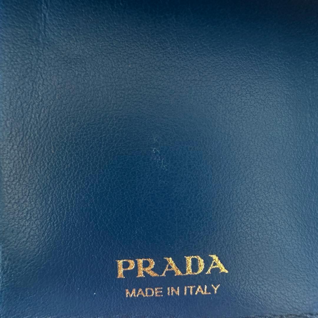 PRADA プラダ 三つ折り財布 サフィアーノ レザー ブルー ゴールド金具