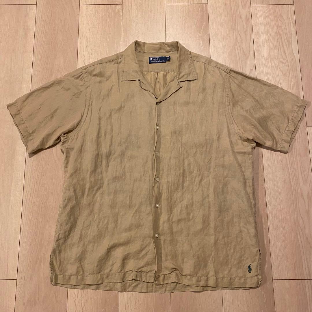 [希少] 90s Ralph Lauren 開襟シャツ シルク リネン