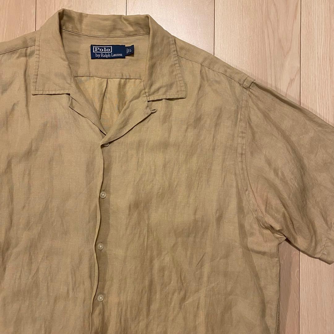 [希少] 90s Ralph Lauren 開襟シャツ シルク リネン