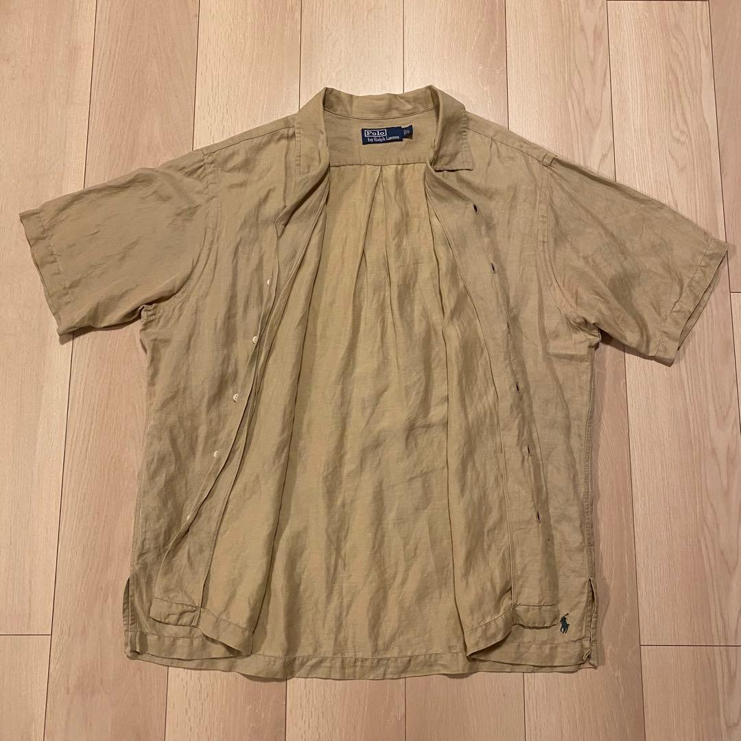[希少] 90s Ralph Lauren 開襟シャツ シルク リネン