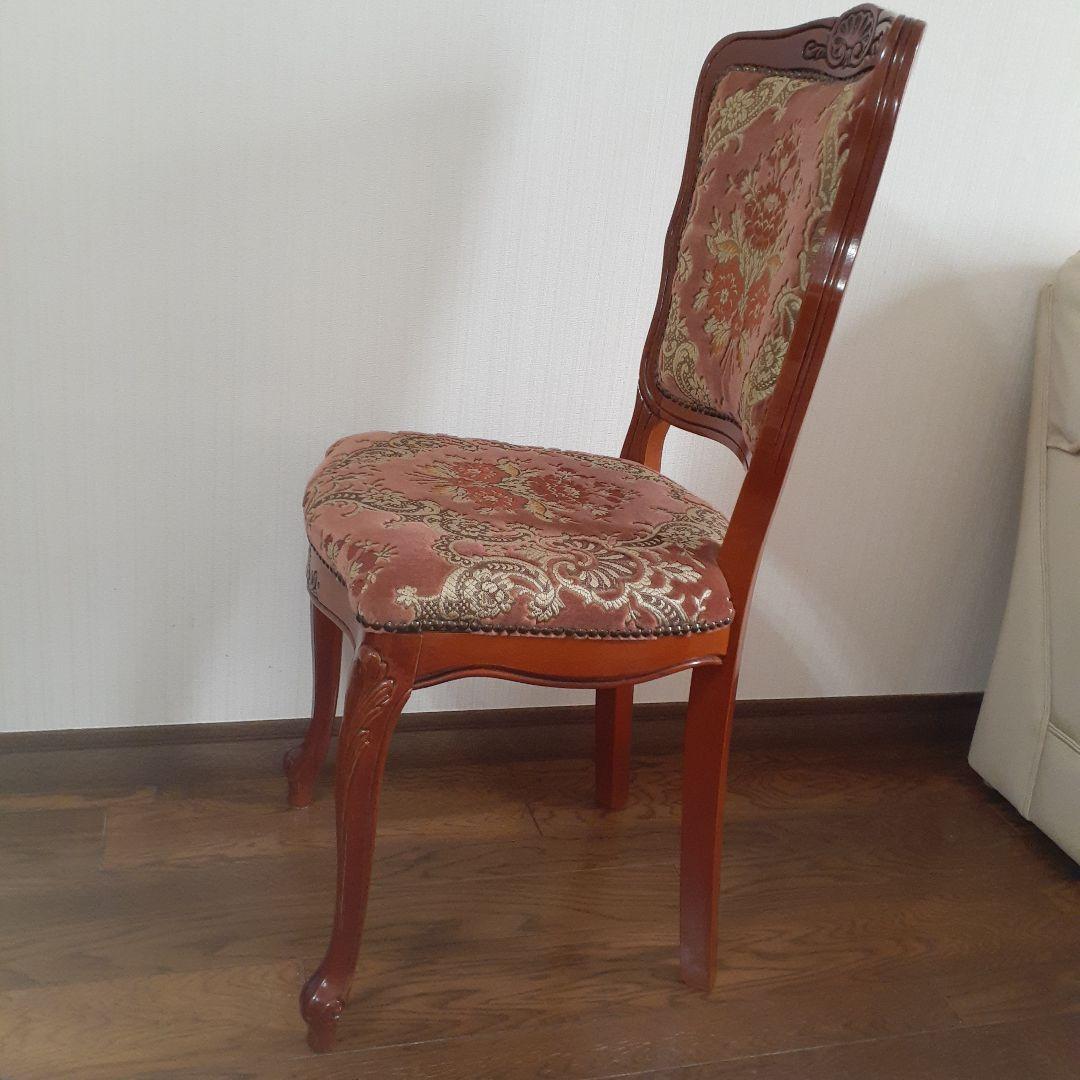 きいろ☆イタリア製輸入家具☆赤色系ダイニング猫足椅子☆アンティーク