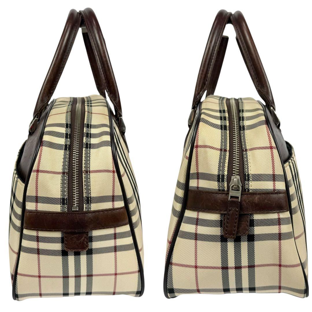 Burberry ミニボストンバッグ ロゴプレート キャンバス ノバチェック
