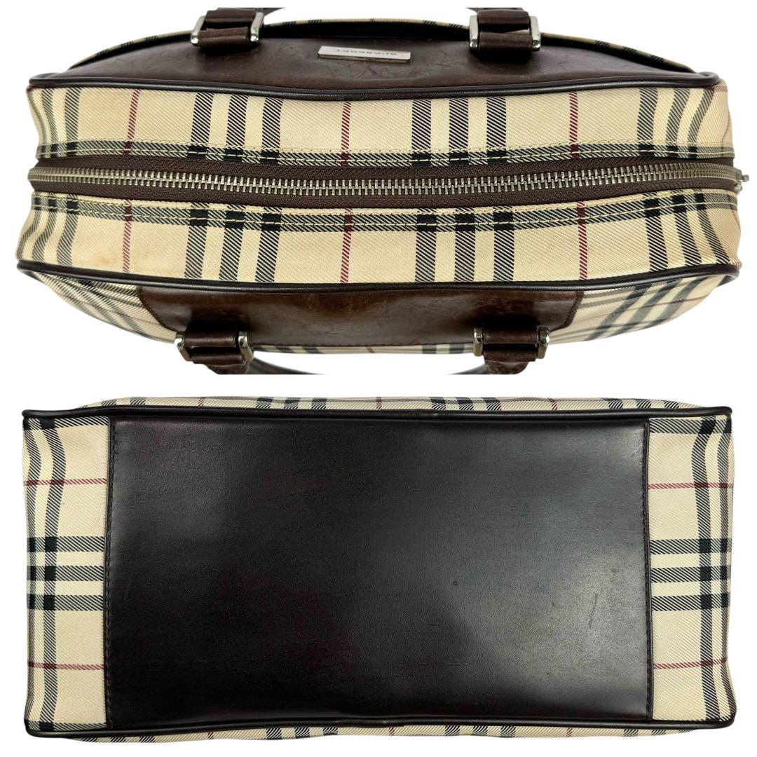 Burberry ミニボストンバッグ ロゴプレート キャンバス ノバチェック