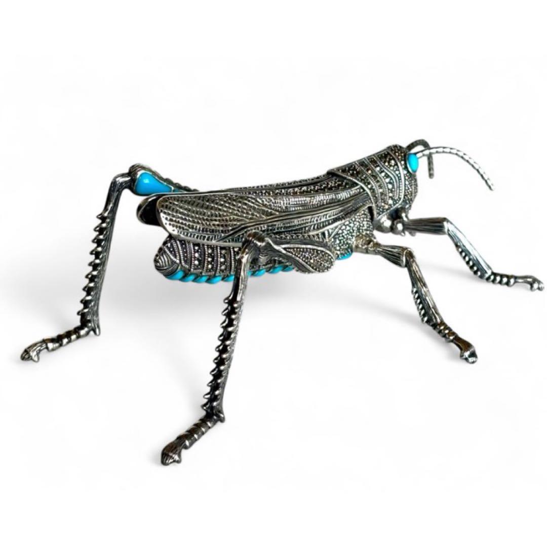 シルバー製トルコ石装飾バッタ