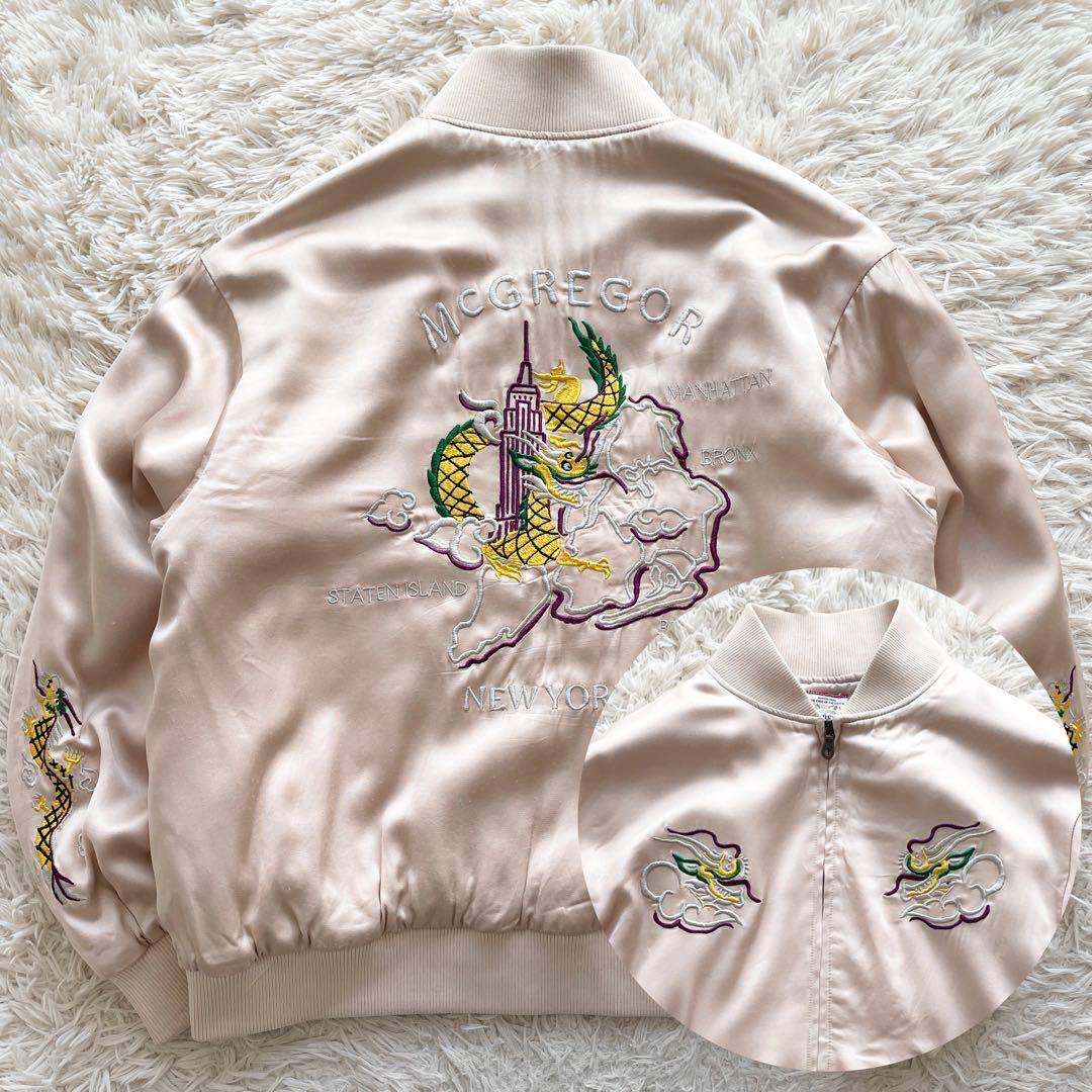 Lサイズ マックレガー スーベニアジャケット ドラゴン刺繍 微光沢ライトピンク