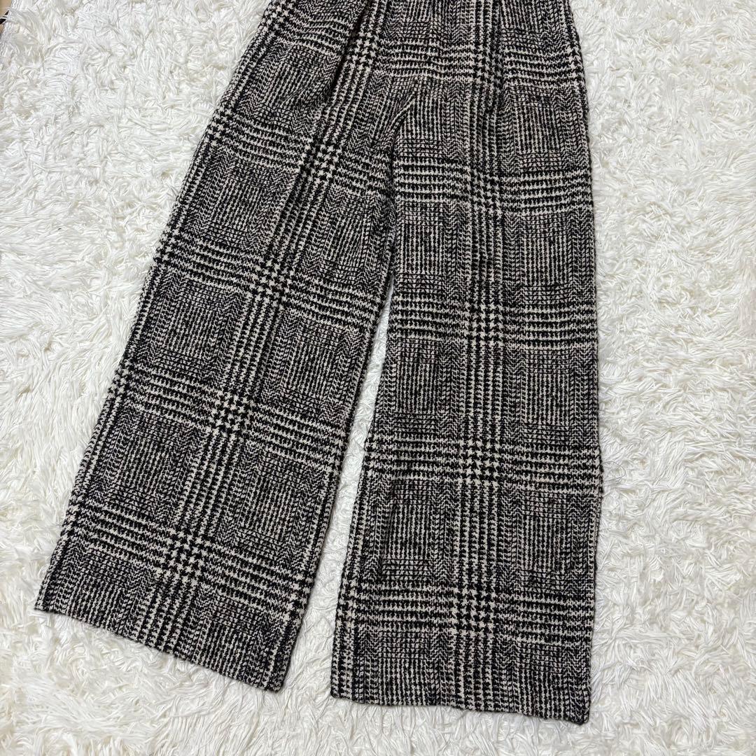 【美品】anuans ウールチェックツイードオールインワン ブラック　M