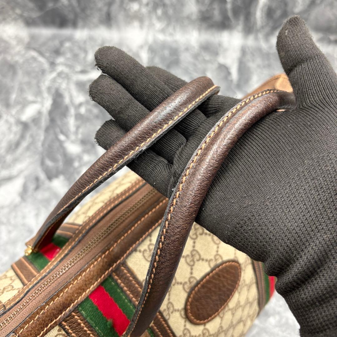 ✨美品✨GUCCI シェリーライン GG レザー ボストンバッグ ブラウン