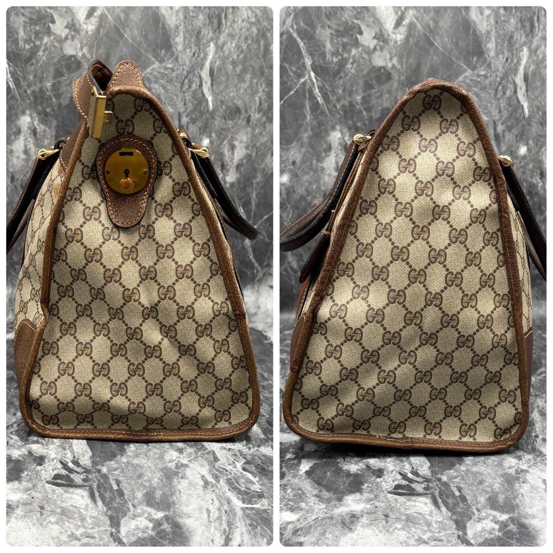 ✨美品✨GUCCI シェリーライン GG レザー ボストンバッグ ブラウン