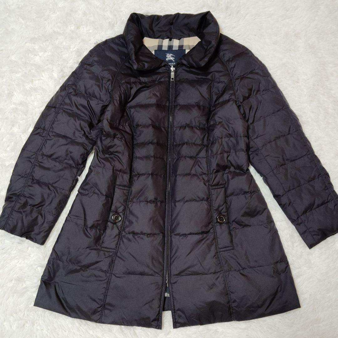 美品 バーバリー ロンドン ダウンジャケット 46 3XL 黒 ノバチェック
