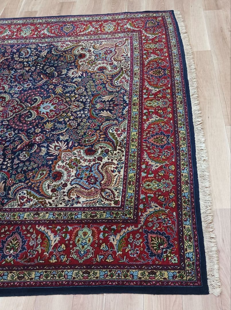 Y3286 トルコ絨毯 上質ウール 手織り 大判 216×296㎝ 小花柄