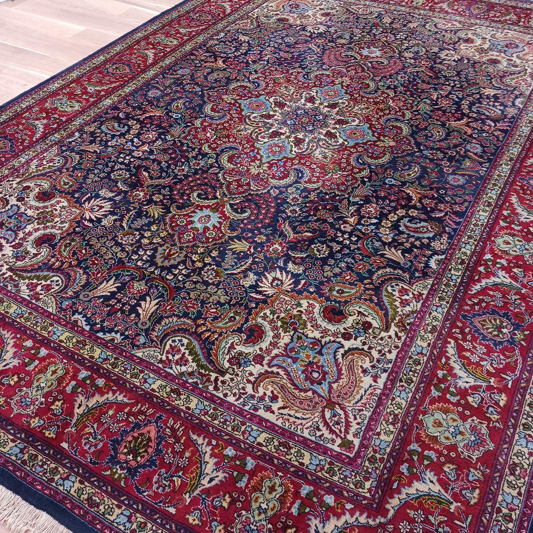 Y3286 トルコ絨毯 上質ウール 手織り 大判 216×296㎝ 小花柄