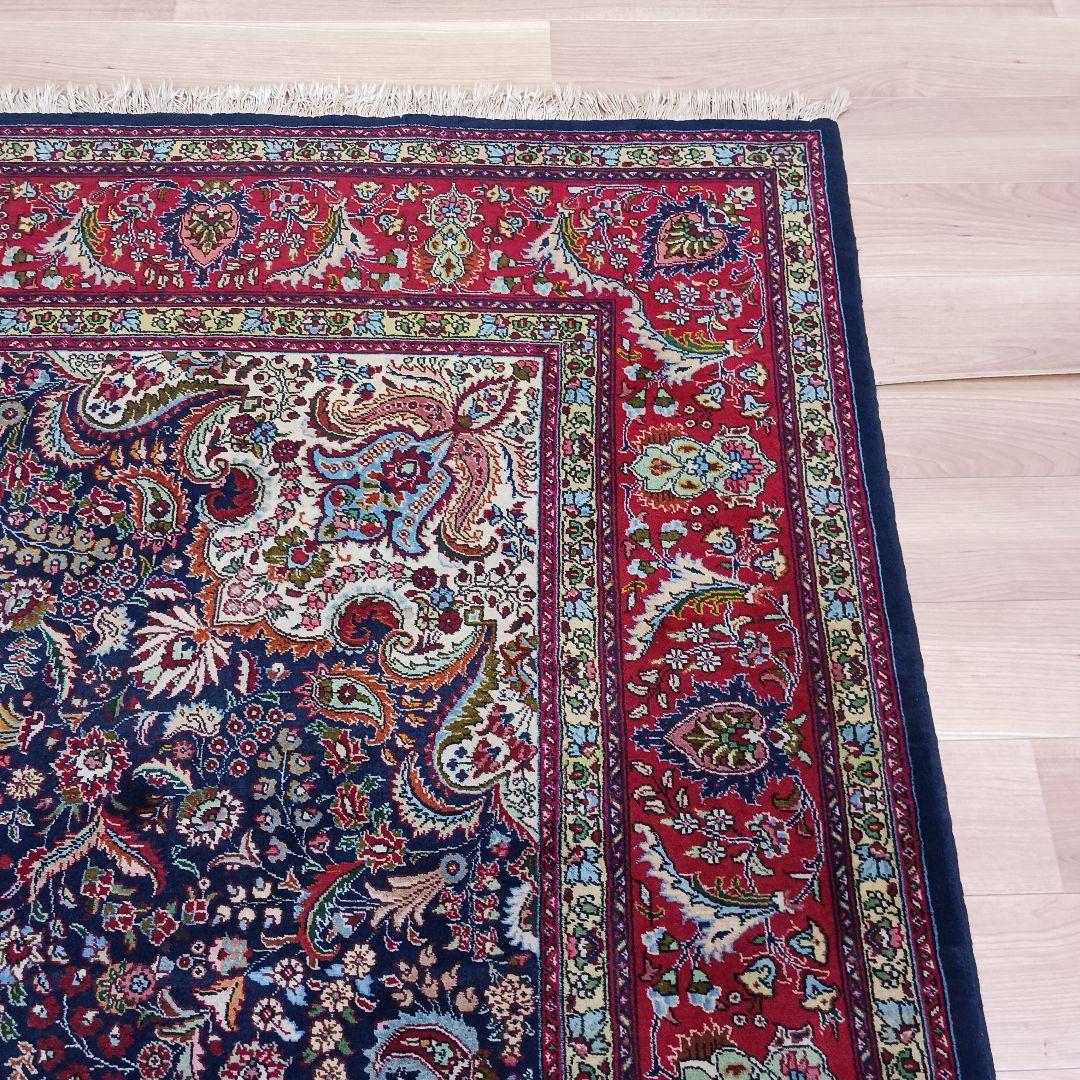 Y3286 トルコ絨毯 上質ウール 手織り 大判 216×296㎝ 小花柄