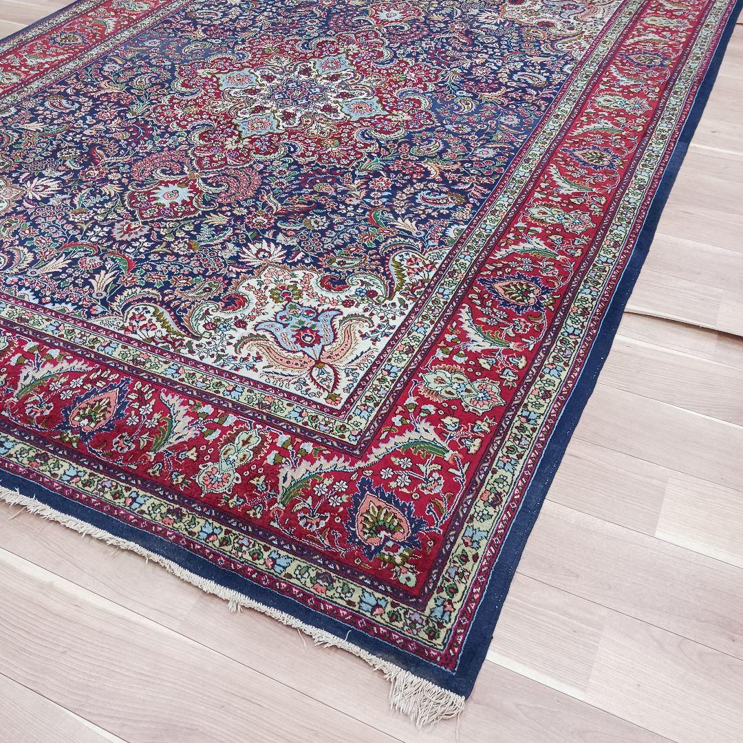 Y3286 トルコ絨毯 上質ウール 手織り 大判 216×296㎝ 小花柄