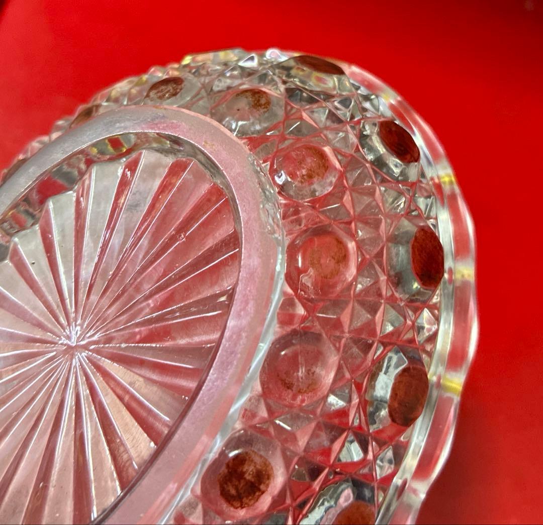 バカラ　ディアマンピエーリー　ワインレッド装飾　小皿　物入れ　オールドバカラ