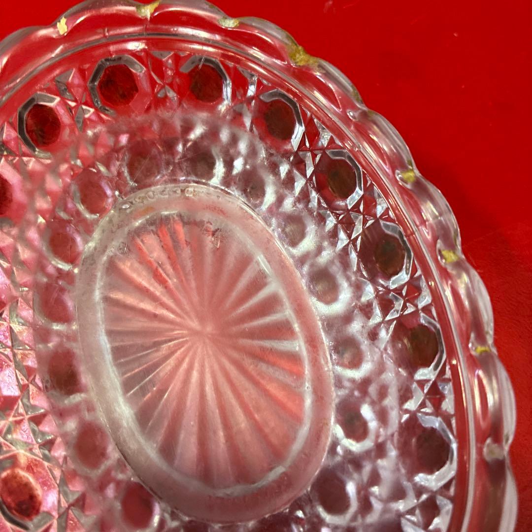 バカラ　ディアマンピエーリー　ワインレッド装飾　小皿　物入れ　オールドバカラ