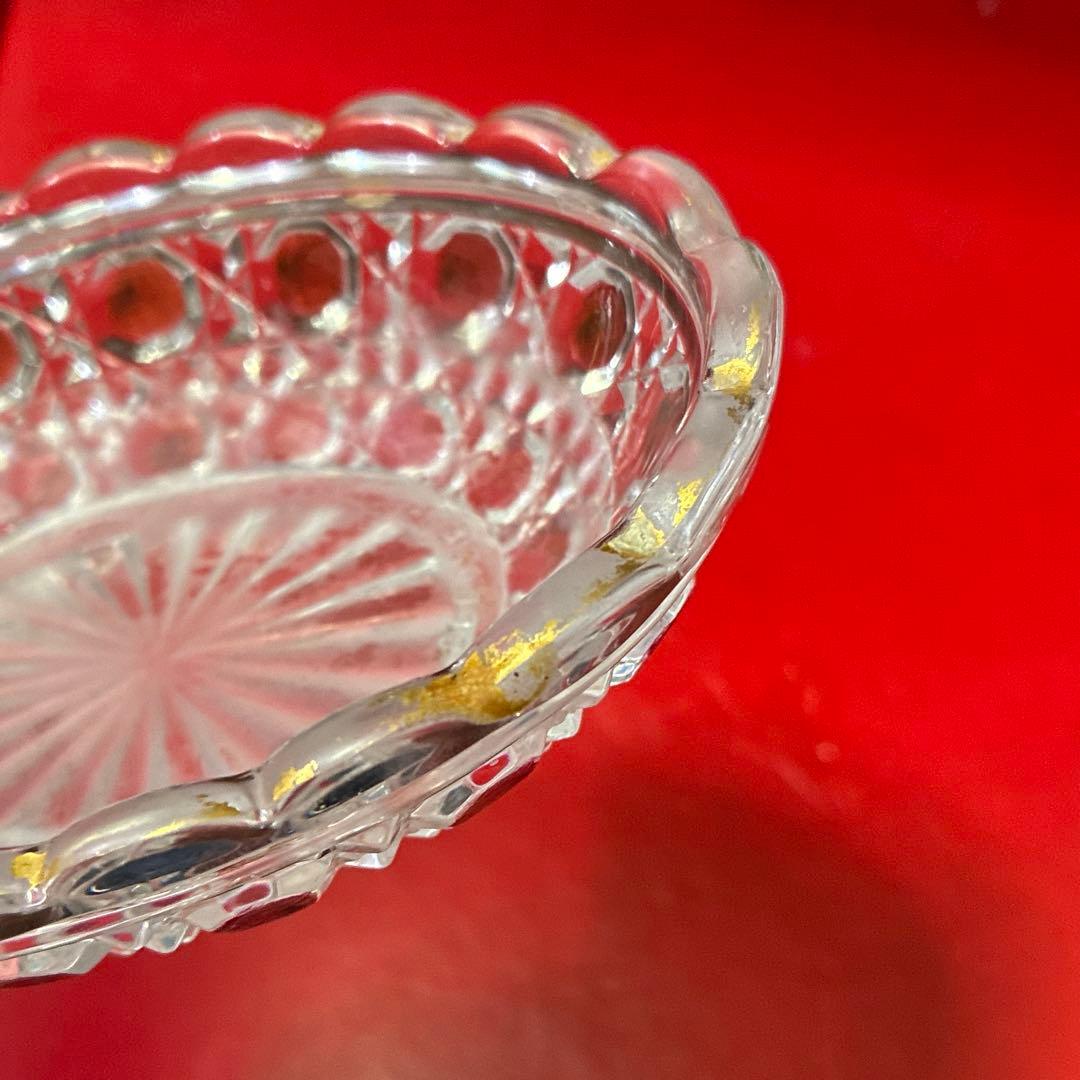 バカラ　ディアマンピエーリー　ワインレッド装飾　小皿　物入れ　オールドバカラ