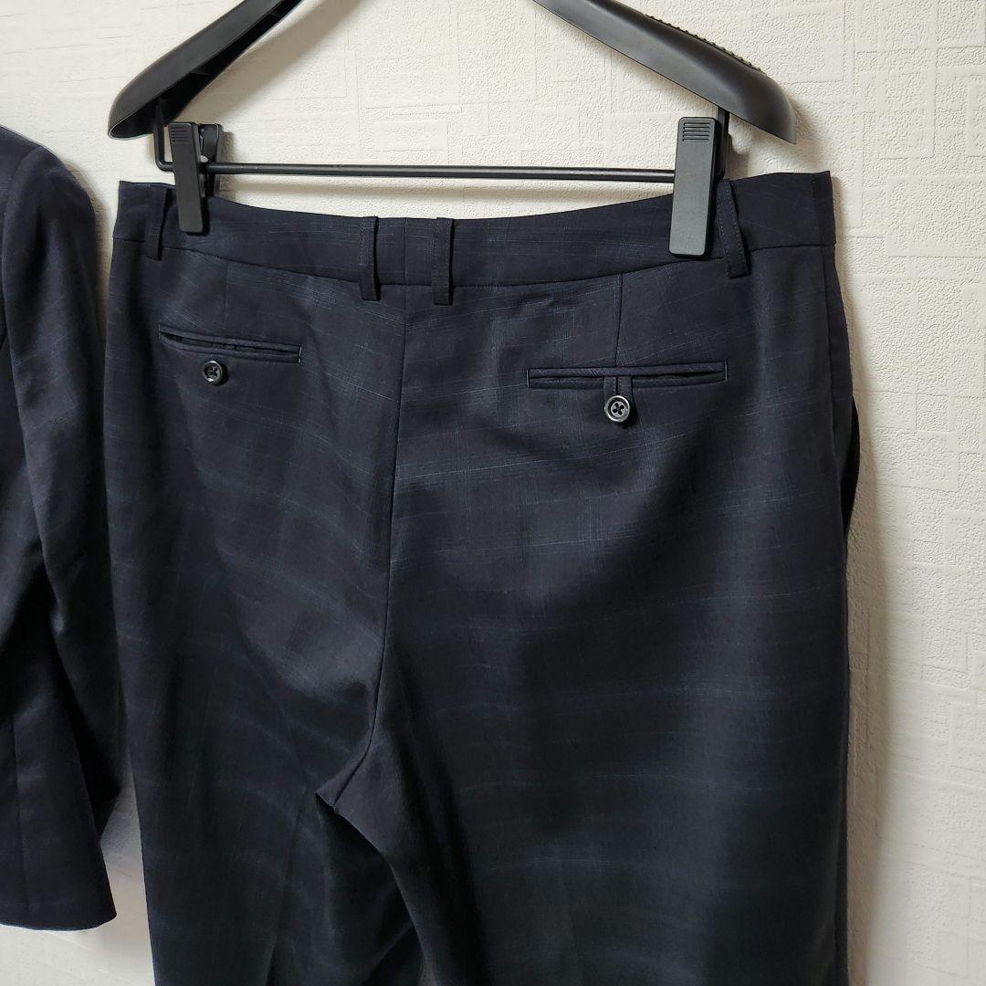 エヌライン　レディース　パンツスーツ　セットアップ　濃紺　チェック　大きいサイズ