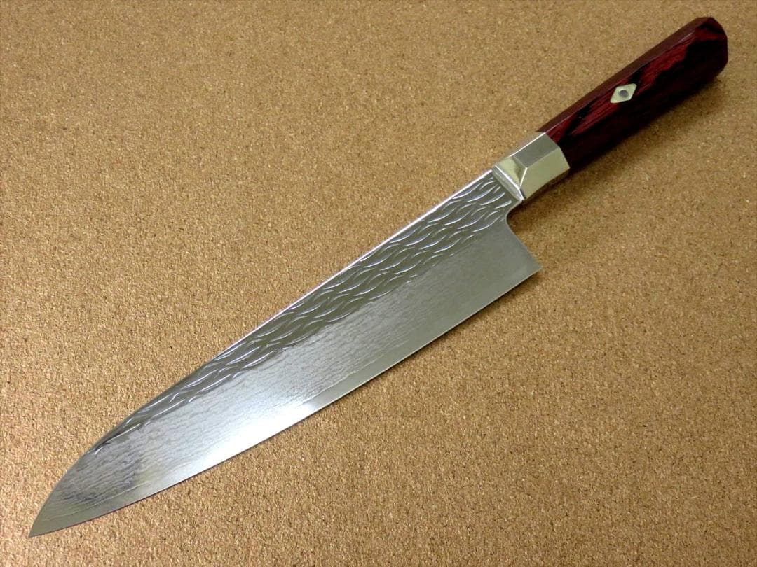 関の刃物 牛刀 210mm 三昧 波目 ダマスカス33層 両刃万能 洋包丁
