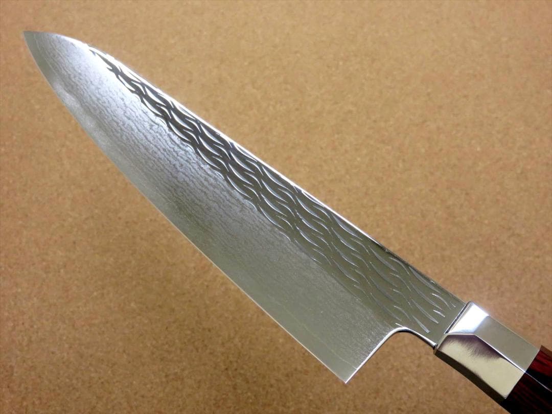 関の刃物 牛刀 210mm 三昧 波目 ダマスカス33層 両刃万能 洋包丁