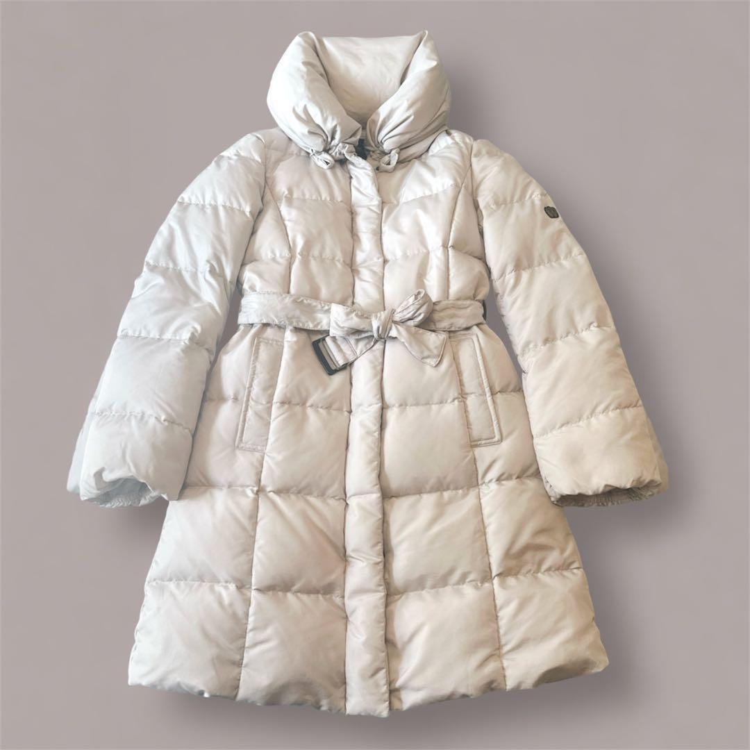 極美品 MAX MARA ベルテッド ロング ダウンコート アイボリー40