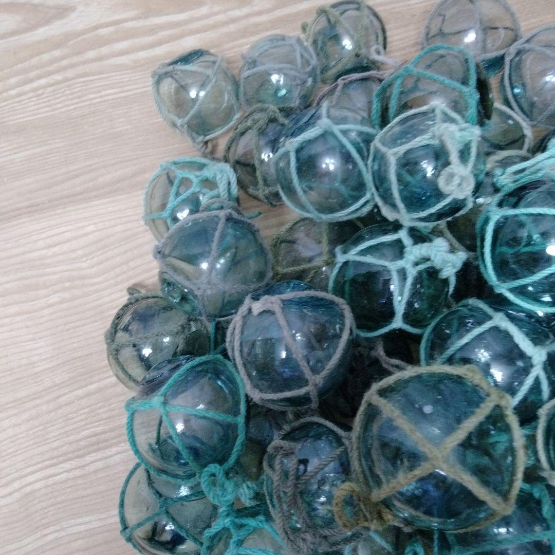 ガラス浮き球　浮き玉　９４個セット　網紐付き