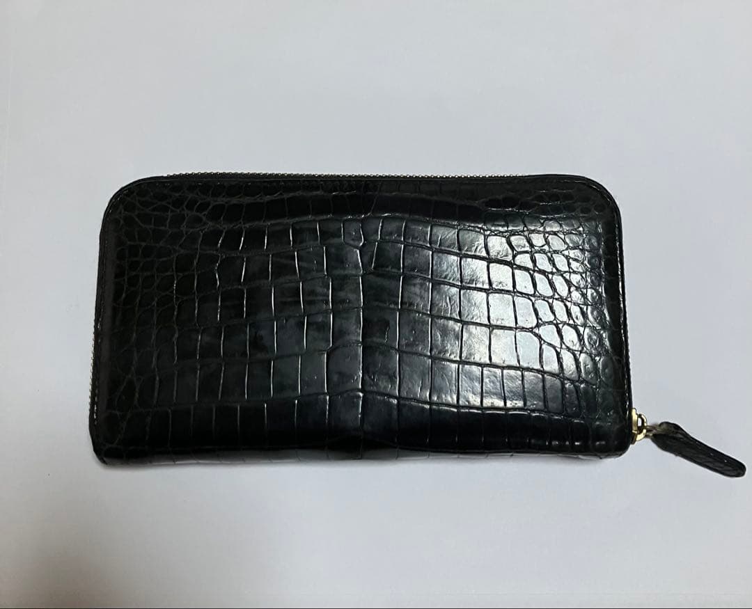 東京クロコダイルレザー 長財布　ナイルクロコセンター取り　アビスブラック