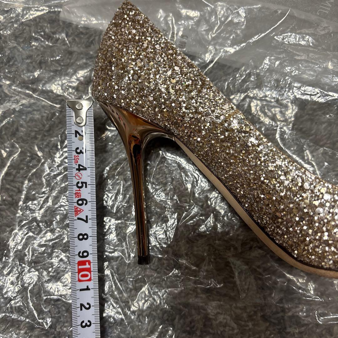 JIMMY CHOO ゴールド グリッターハイヒール　結婚式