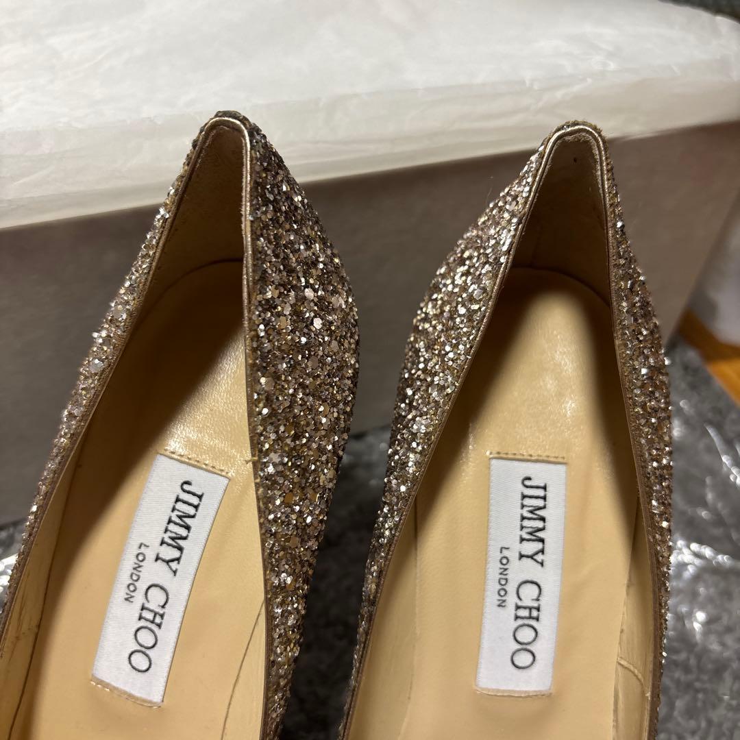 JIMMY CHOO ゴールド グリッターハイヒール　結婚式