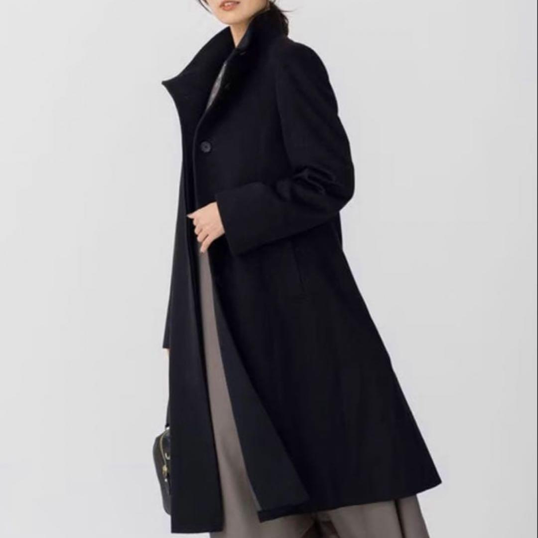 6273 美品✨ 23区 46サイズ カシミヤビーバー スタンドカラーコート 黒