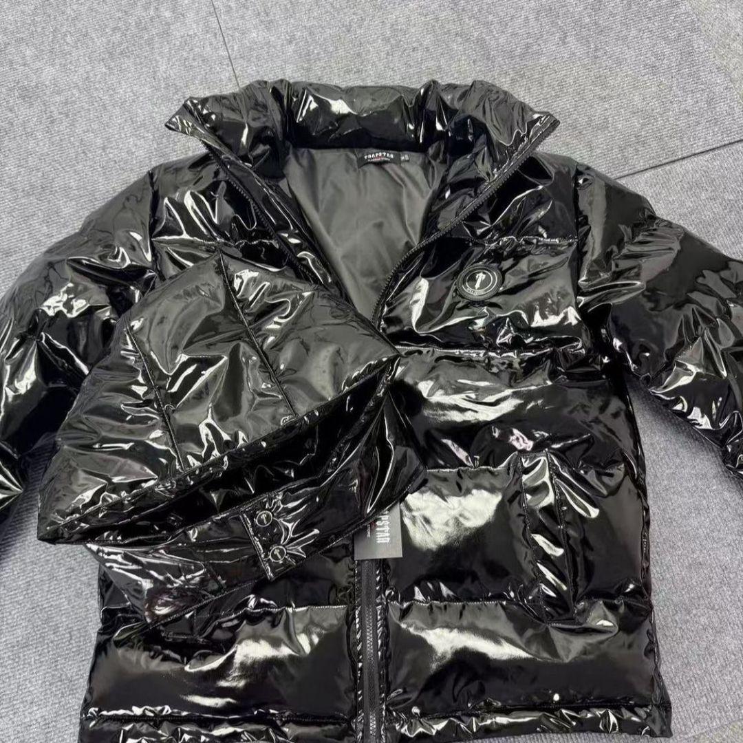 新品 TRAPSTAR ダウンジャケット メンズ 光沢ブラック Sサイズ