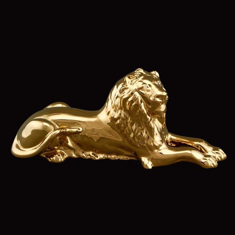 陶器 動物 ライオン 置物 イタリア製 AHURA 1424/O ゴールド
