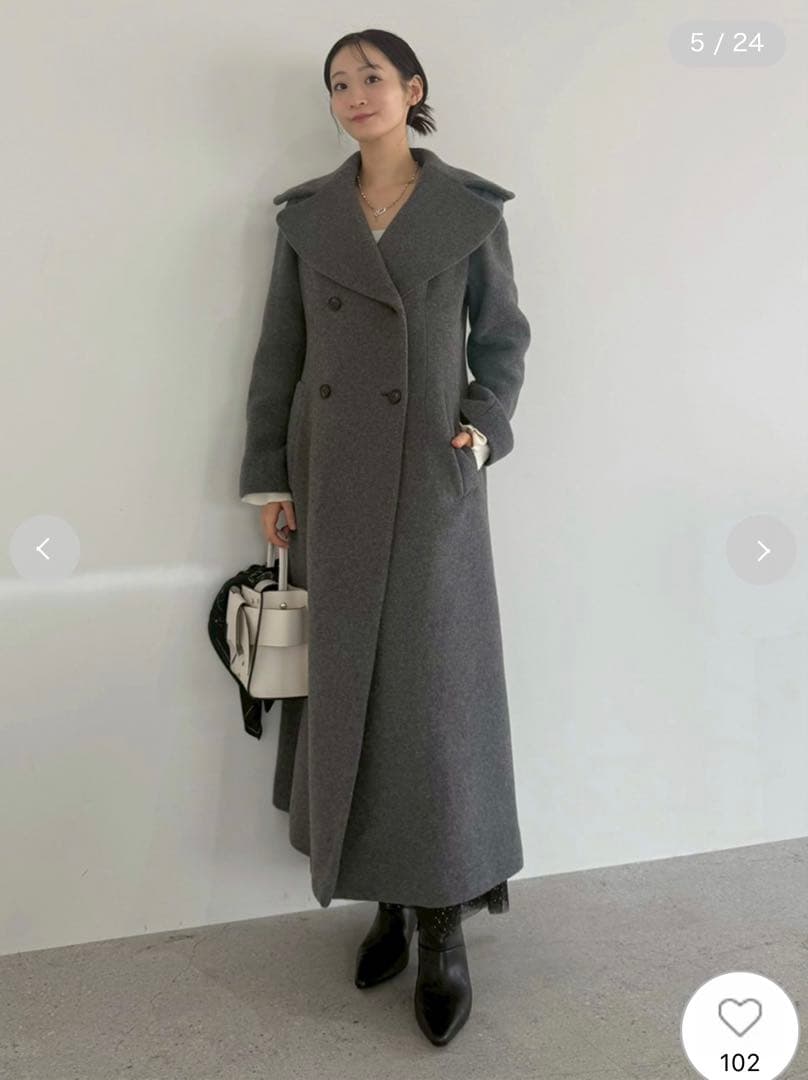 フレイアイディー ビッグカラーウールコート