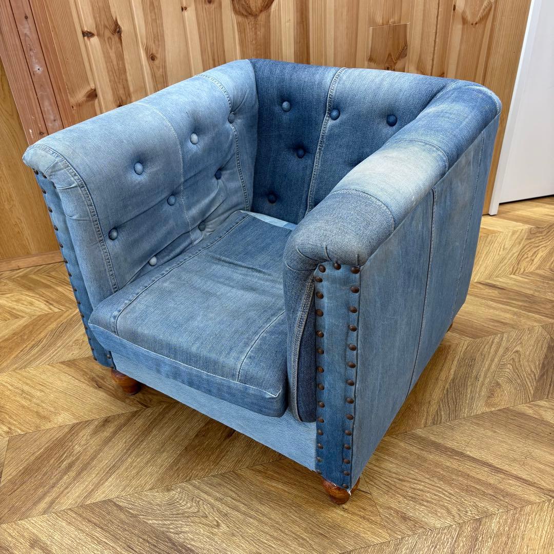 【今月まで‼️】デニム スタッズ　シングルソファ