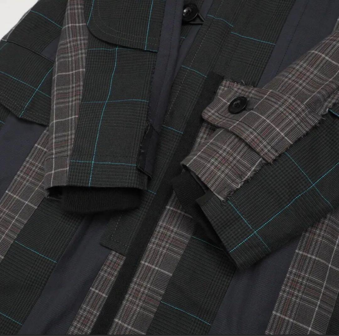 Sacai サカイ チェック パッチワーク オーバーコート アウター サイズ1