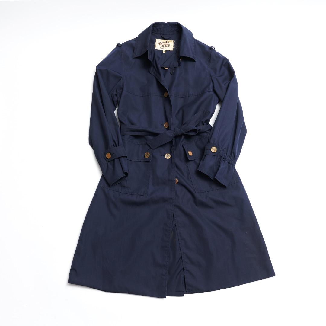HERMES ネイビー トレンチコート ヴィンテージ size:40