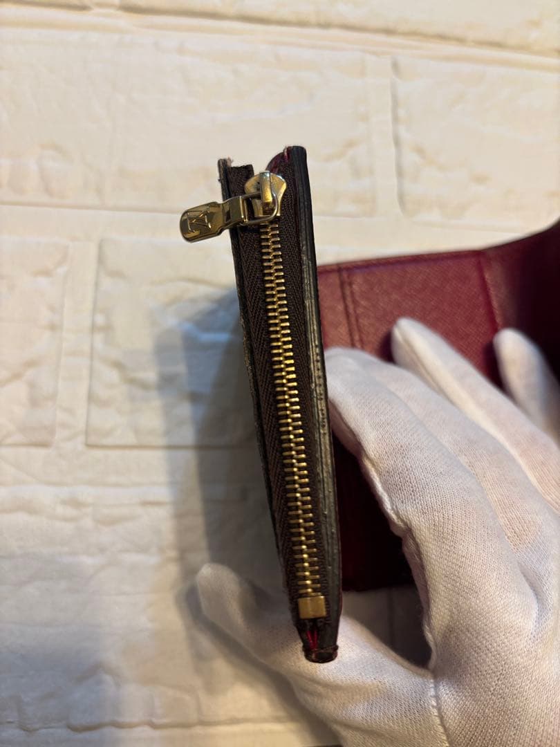 Louis Vuitton 三つ折り財布 ブラウン/レッド⭐️箱・布ケース付き⭐️