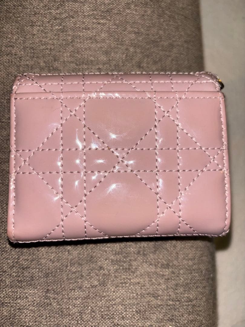 Christian Dior 三つ折り財布 ピンク カナージュ 箱・保存袋付き