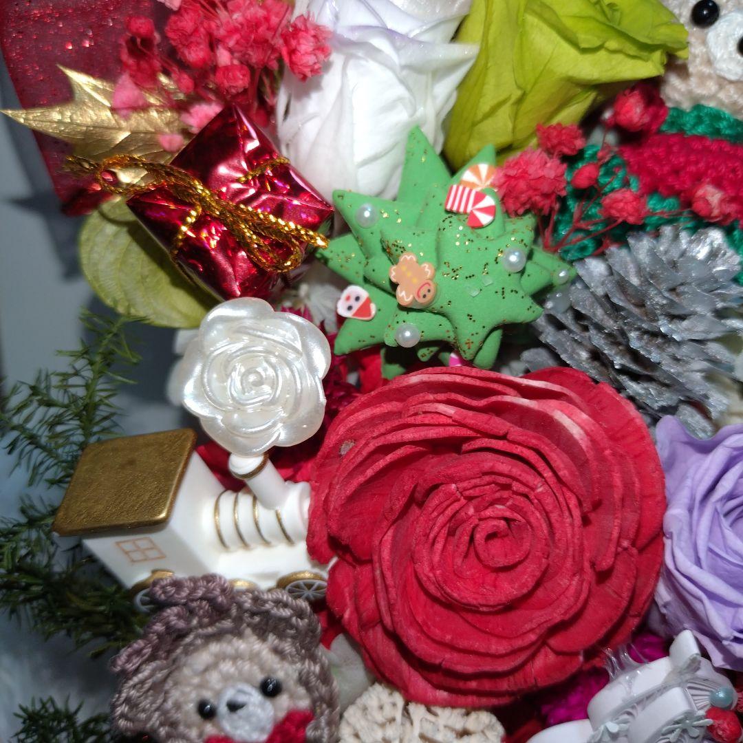 ご予定済み✦2点セット✦くまちゃんサンタのクリスマス…ブリザーブドアレンジ