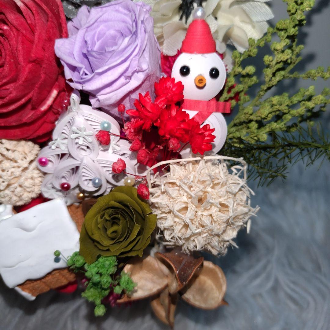 ご予定済み✦2点セット✦くまちゃんサンタのクリスマス…ブリザーブドアレンジ