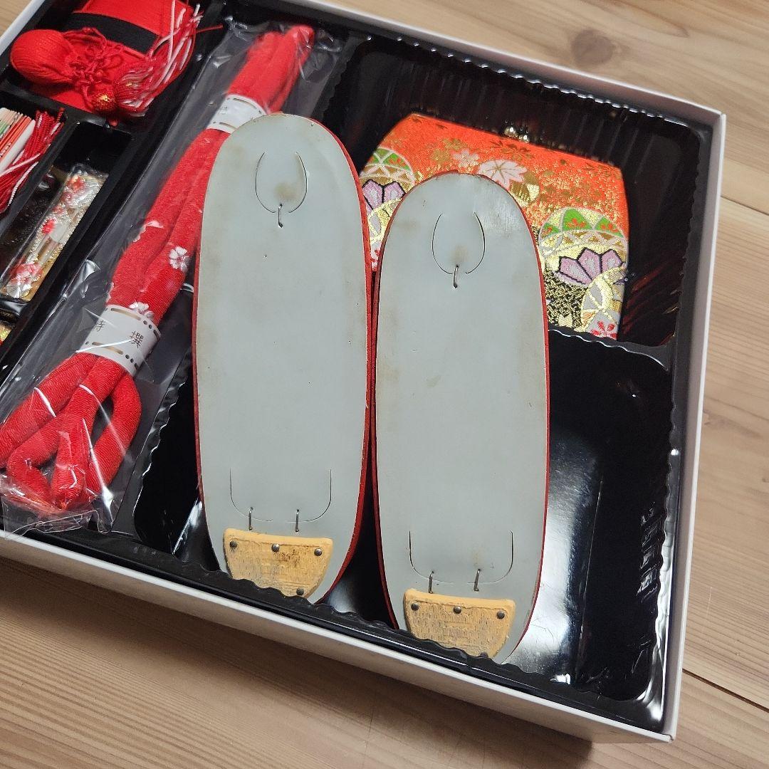 七五三　七歳用　ピンク花柄着物セット