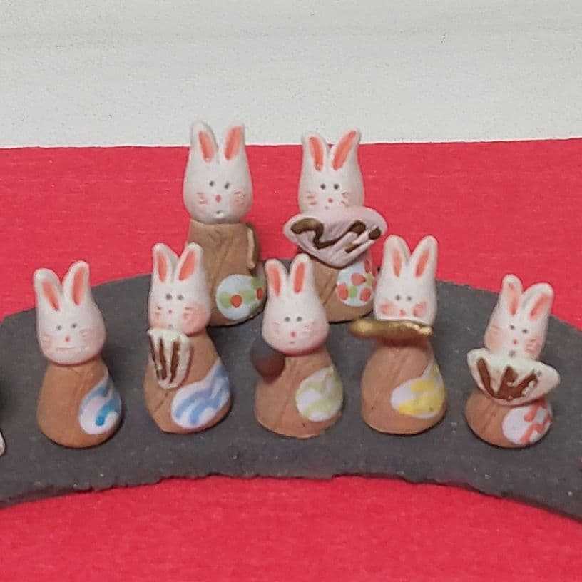 ◆濱田ひろこさん作 うさぎ 雛人形 陶器 創作陶房ひろこ