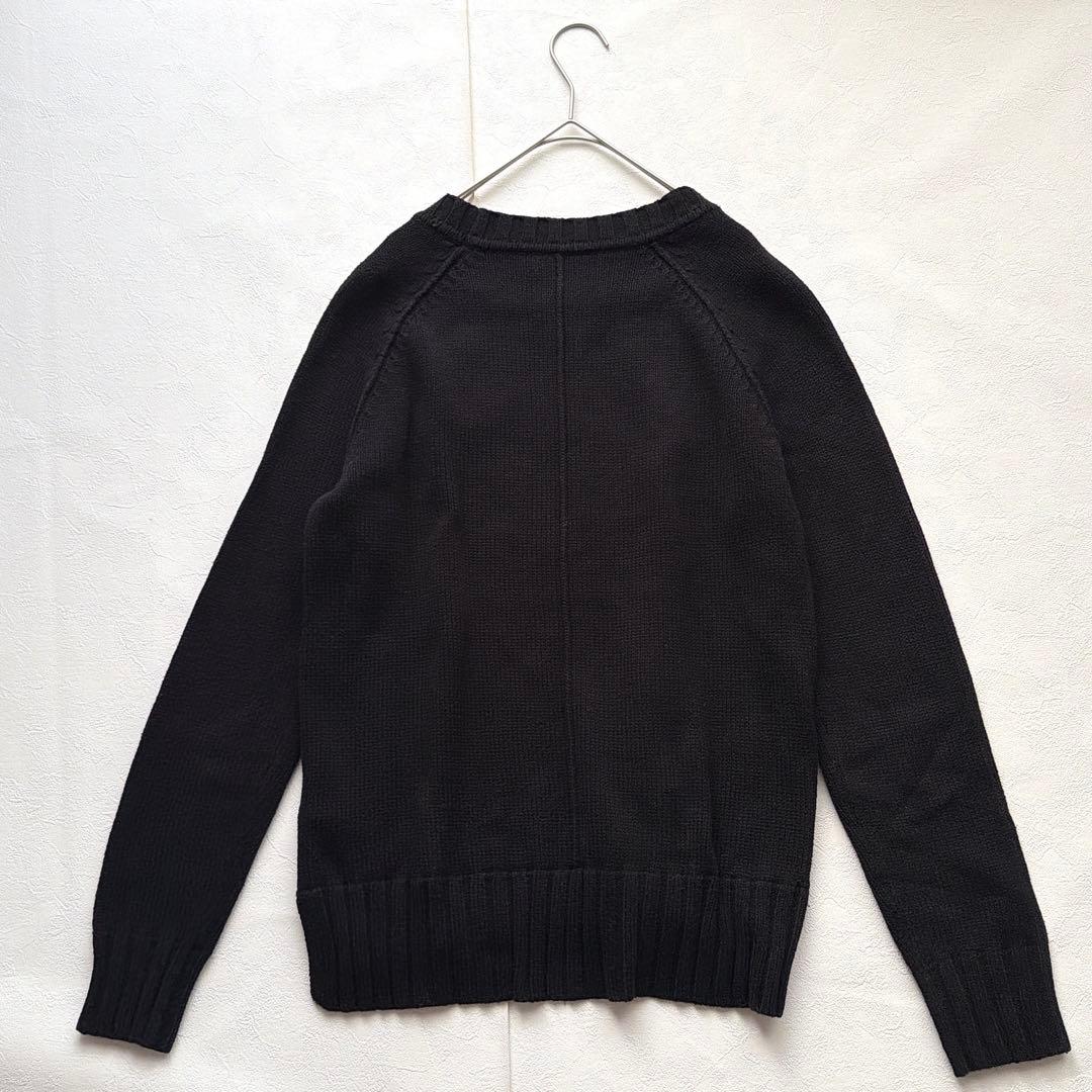 LAUREN RALPH LAUREN ロゴ刺繍ワッペン ニット 黒 M相当