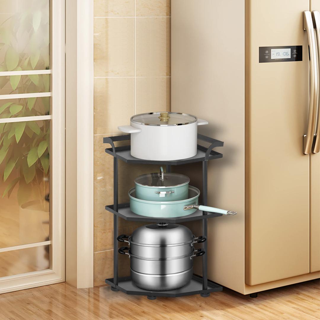 L字型　キッチンカウンター　収納ラック