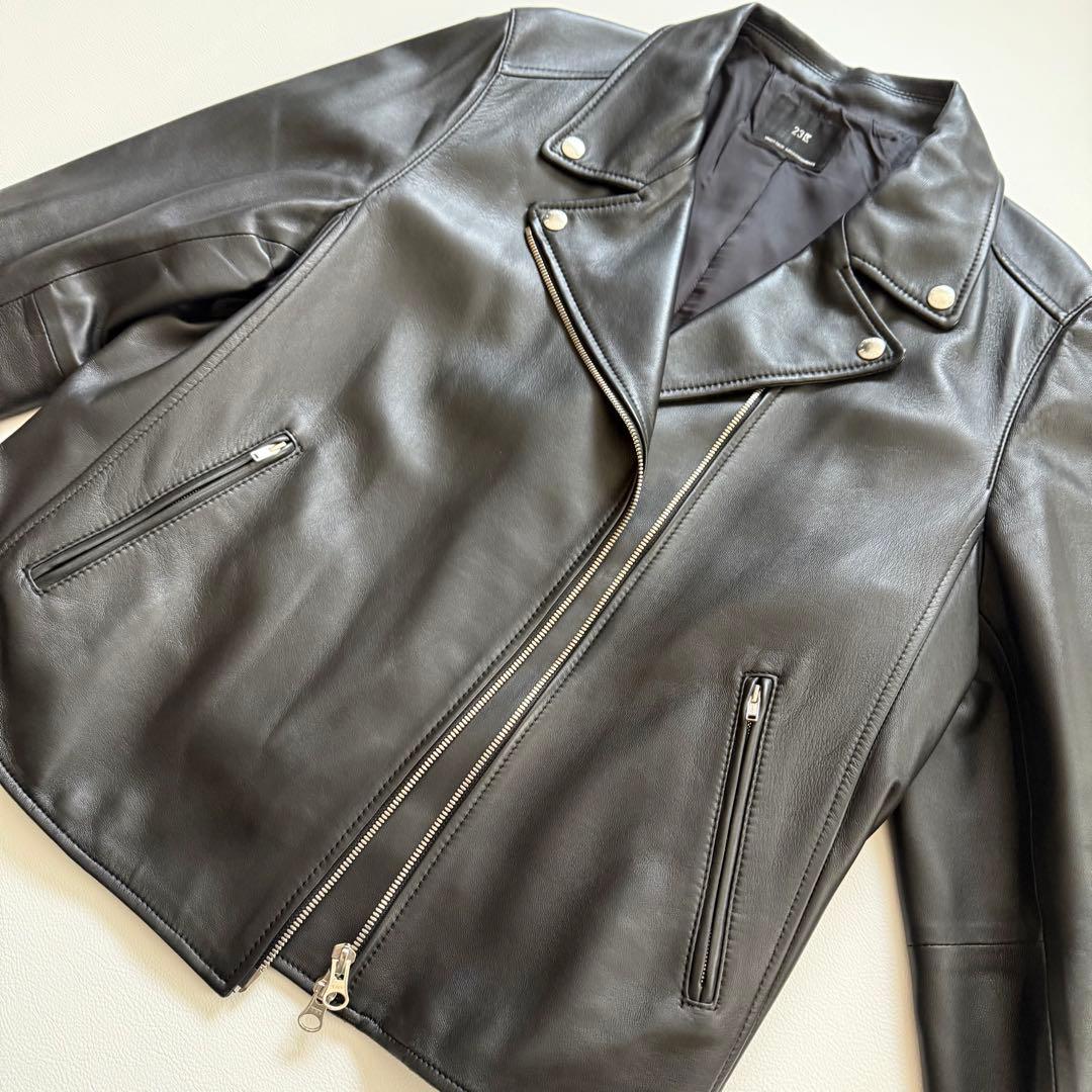 美品✨50サイズ✨23区　レザージャケット　シープレザー　ダブル　大きいサイズ