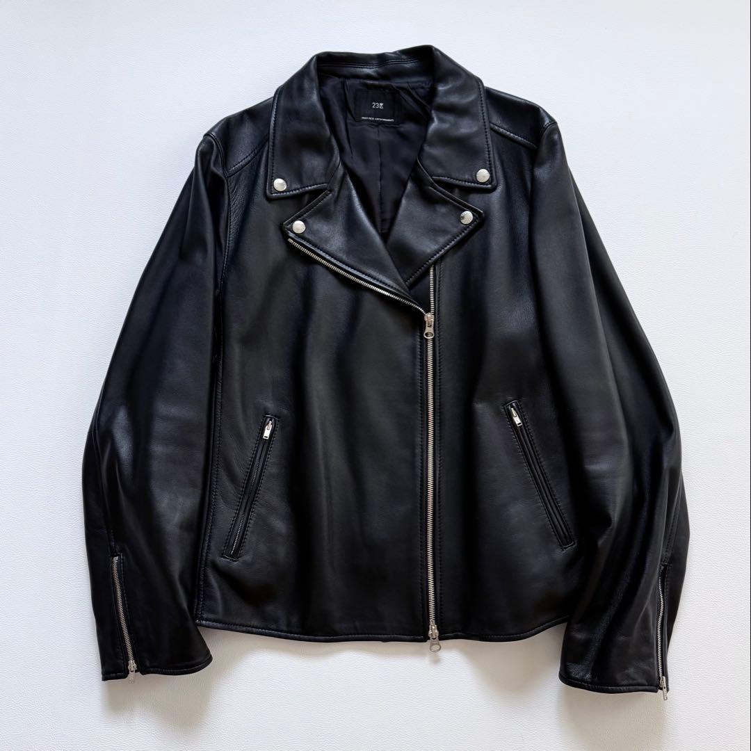 美品✨50サイズ✨23区　レザージャケット　シープレザー　ダブル　大きいサイズ