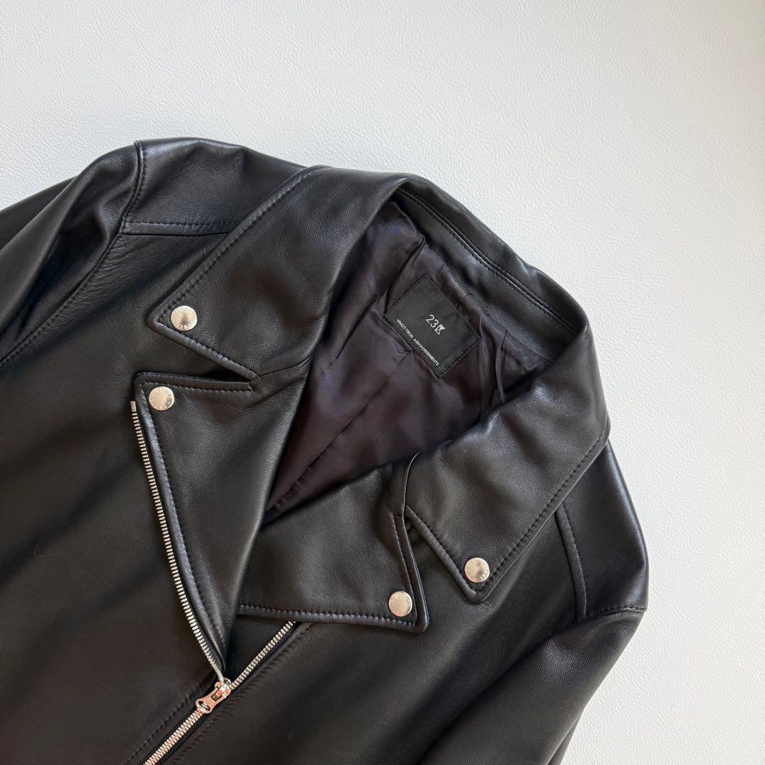 美品✨50サイズ✨23区　レザージャケット　シープレザー　ダブル　大きいサイズ