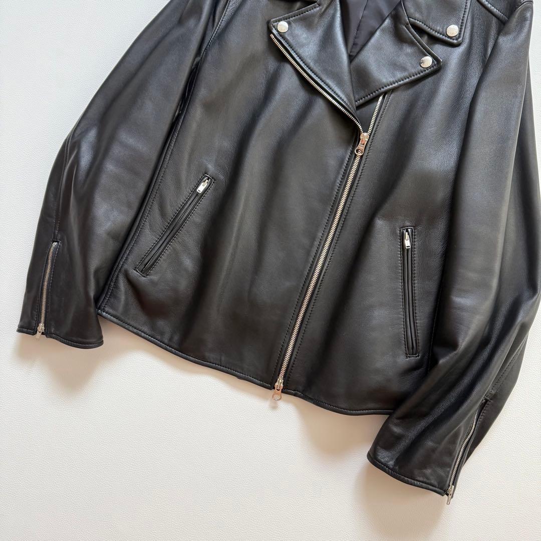 美品✨50サイズ✨23区　レザージャケット　シープレザー　ダブル　大きいサイズ