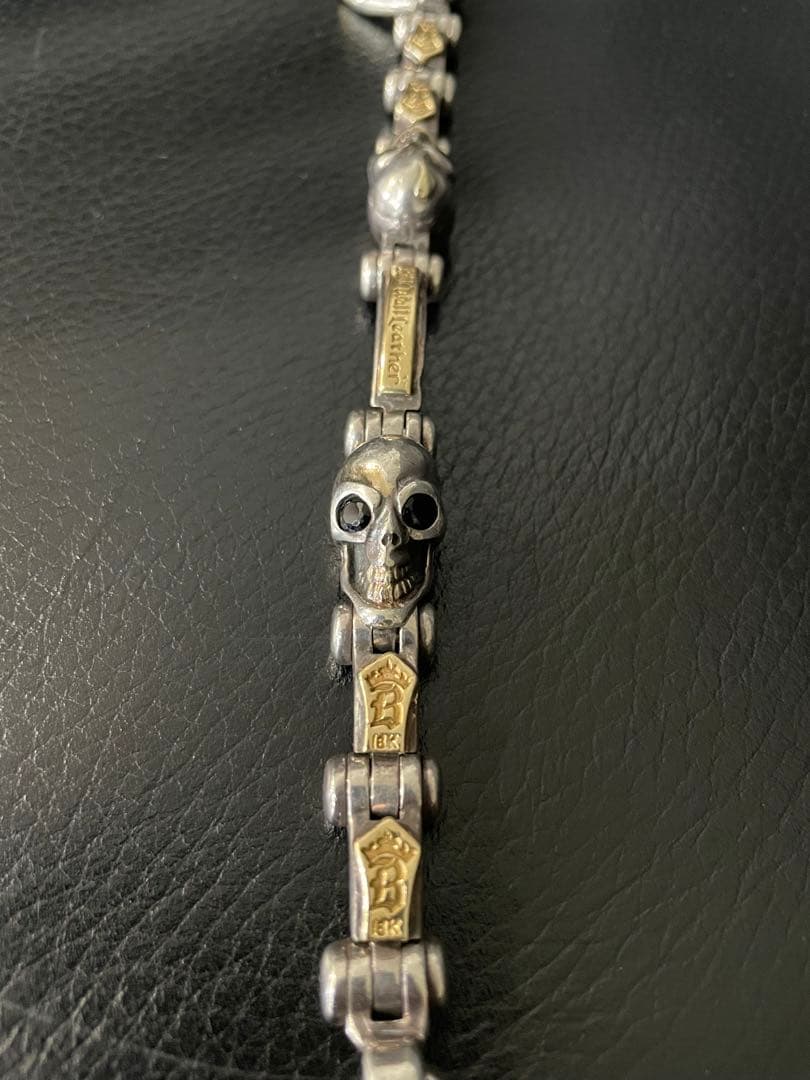 Bill Wall Leather スカル ブレスレット 18Ｋゴールドプレート
