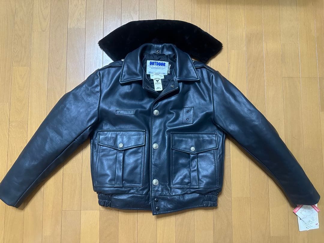 OUTDOOR レザージャケット ブラック 38