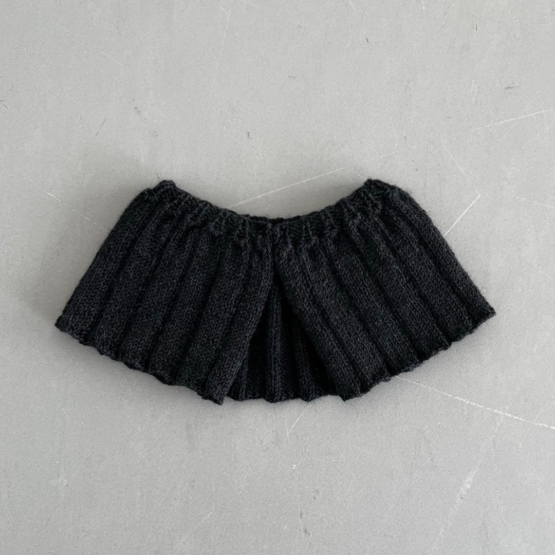 ニット付け襟 リブ編み つけ襟 ハンドメイド 作家 ブラック色